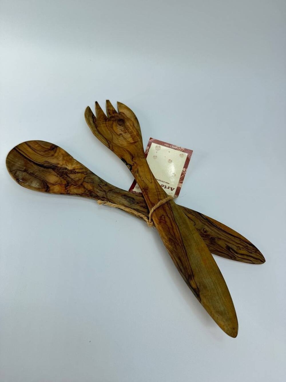Arte Legno Olive Wood Utensils Set 2 Italy Spoon Fork Spatula Kitchen Tool